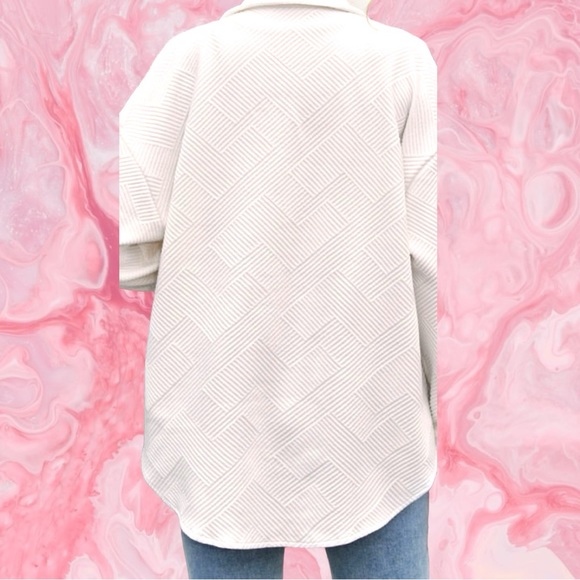 Beige sequin heart ribbed shacket S M L - Picture 3 of 7